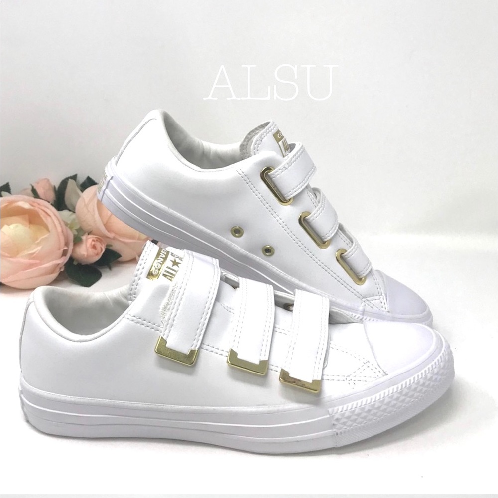 Converse Ctas 3V OX Leather White Gold W AUTHENTIC - Picture 4 of 6